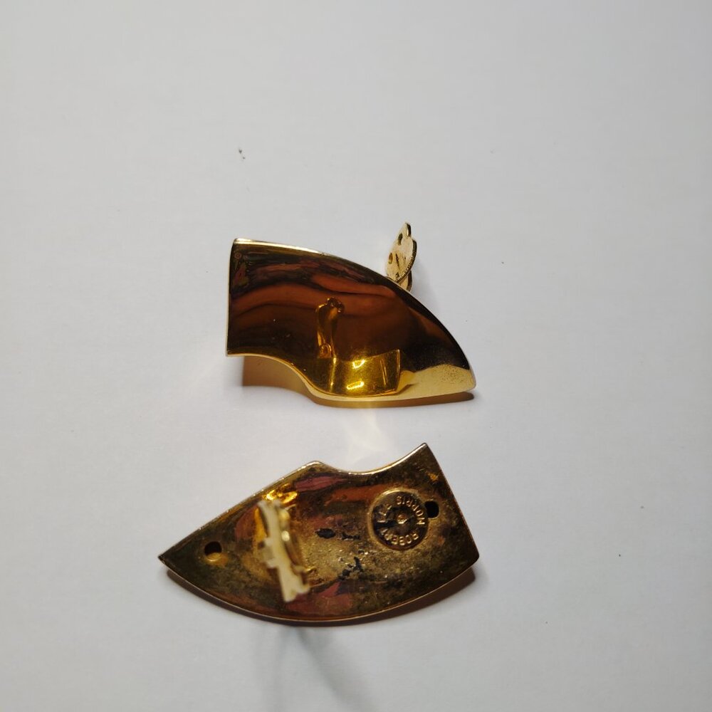 Robert Lee Morris Vintage Gold Plated Sculptural Clip On Earrings Signed - Picture 5 of 15
